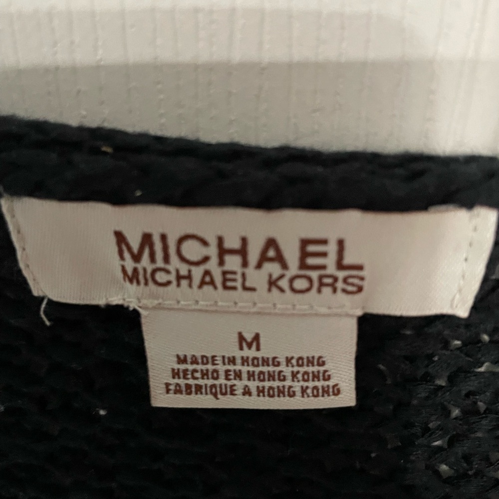 Michael Kors Black V-Neck Open Knit Sweater - Picture 2 of 5